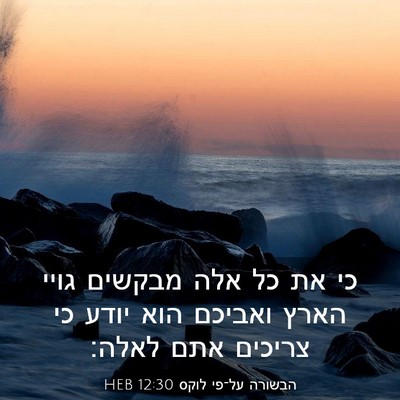 Picture 03 - הבשורה על־פי לוקס 12:30 HEB - כי את כל אלה מבקשים גויי - Bible Verse Picture
