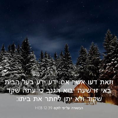 Picture 03 - הבשורה על־פי לוקס 12:39 HEB - וזאת דעו אשר אם ידע ידע בעל - Bible Verse Picture