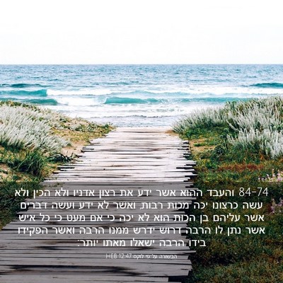 Picture 03 - הבשורה על־פי לוקס 12:47 HEB - 84-74 והעבד ההוא אשר ידע את - Bible Verse Picture