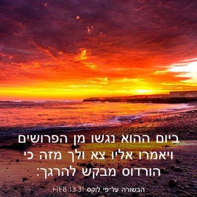 Picture 03 - הבשורה על־פי לוקס 13:31 HEB - ביום ההוא נגשו מן הפרושים - Bible Verse Picture