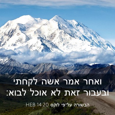 Picture 03 - הבשורה על־פי לוקס 14:20 HEB - ואחר אמר אשה לקחתי ובעבור - Bible Verse Picture