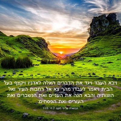 Picture 03 - הבשורה על־פי לוקס 14:21 HEB - ויבא העבד ויגד את הדברים - Bible Verse Picture