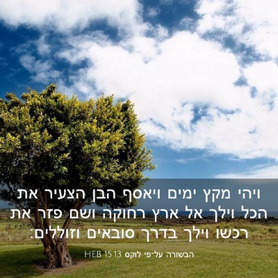 Picture 03 - הבשורה על־פי לוקס 15:13 HEB - ויהי מקץ ימים ויאסף הבן - Bible Verse Picture