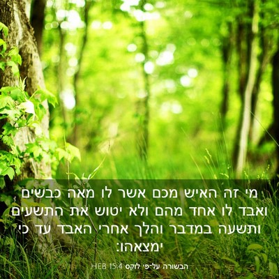 Picture 03 - הבשורה על־פי לוקס 15:4 HEB - מי זה האיש מכם אשר לו מאה - Bible Verse Picture
