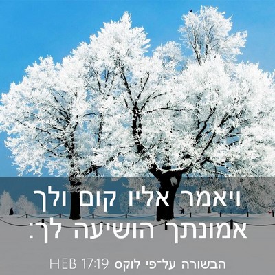 Picture 03 - הבשורה על־פי לוקס 17:19 HEB - ויאמר אליו קום ולך אמונתך - Bible Verse Picture