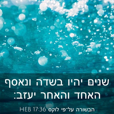 Picture 03 - הבשורה על־פי לוקס 17:36 HEB - שנים יהיו בשדה ונאסף האחד - Bible Verse Picture