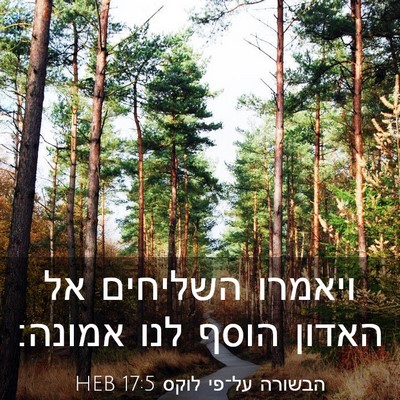 Picture 03 - הבשורה על־פי לוקס 17:5 HEB - ויאמרו השליחים אל האדון - Bible Verse Picture