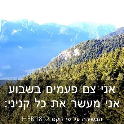 Picture 03 - הבשורה על־פי לוקס 18:12 HEB - אני צם פעמים בשבוע אני מעשר - Bible Verse Picture