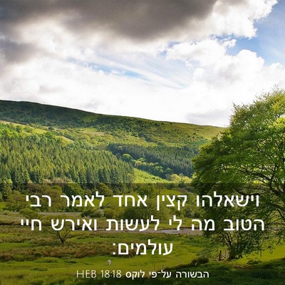 Picture 03 - הבשורה על־פי לוקס 18:18 HEB - וישאלהו קצין אחד לאמר רבי - Bible Verse Picture