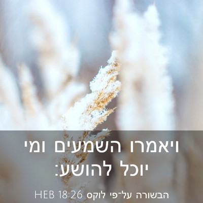 Picture 03 - הבשורה על־פי לוקס 18:26 HEB - ויאמרו השמעים ומי יוכל - Bible Verse Picture
