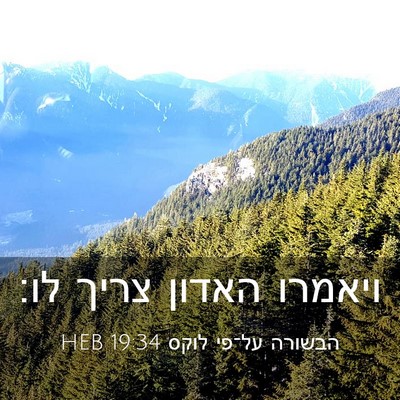 Picture 03 - הבשורה על־פי לוקס 19:34 HEB - ויאמרו האדון צריך - Bible Verse Picture
