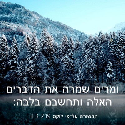 Picture 03 - הבשורה על־פי לוקס 2:19 HEB - ומרים שמרה את הדברים האלה - Bible Verse Picture