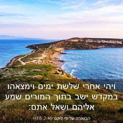Picture 03 - הבשורה על־פי לוקס 2:46 HEB - ויהי אחרי שלשת ימים - Bible Verse Picture