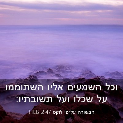 Picture 03 - הבשורה על־פי לוקס 2:47 HEB - וכל השמעים אליו השתוממו על - Bible Verse Picture