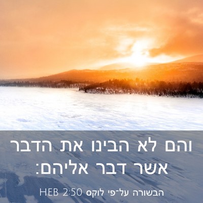 Picture 03 - הבשורה על־פי לוקס 2:50 HEB - והם לא הבינו את הדבר אשר - Bible Verse Picture