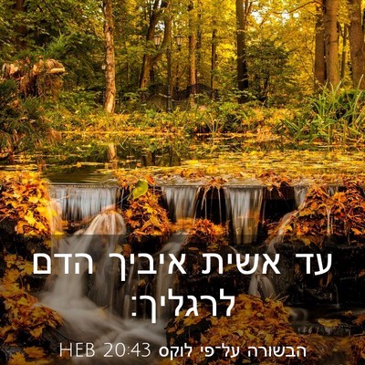 Picture 03 - הבשורה על־פי לוקס 20:43 HEB - עד אשית איביך הדם - Bible Verse Picture