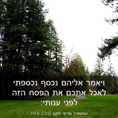 Picture 03 - הבשורה על־פי לוקס 22:15 HEB - ויאמר אליהם נכסף נכספתי - Bible Verse Picture