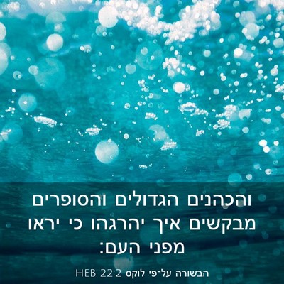 Picture 03 - הבשורה על־פי לוקס 22:2 HEB - והכהנים הגדולים והסופרים - Bible Verse Picture