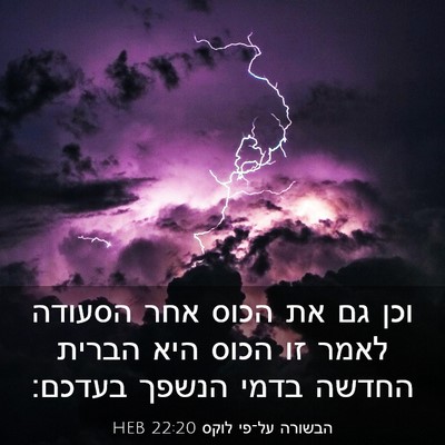 Picture 03 - הבשורה על־פי לוקס 22:20 HEB - וכן גם את הכוס אחר הסעודה - Bible Verse Picture