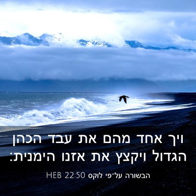 Picture 03 - הבשורה על־פי לוקס 22:50 HEB - ויך אחד מהם את עבד הכהן - Bible Verse Picture