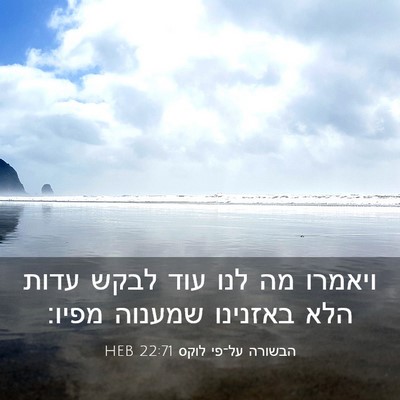 Picture 03 - הבשורה על־פי לוקס 22:71 HEB - ויאמרו מה לנו עוד לבקש עדות - Bible Verse Picture
