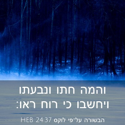 Picture 03 - הבשורה על־פי לוקס 24:37 HEB - והמה חתו ונבעתו ויחשבו כי - Bible Verse Picture