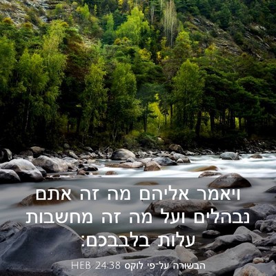 Picture 03 - הבשורה על־פי לוקס 24:38 HEB - ויאמר אליהם מה זה אתם - Bible Verse Picture