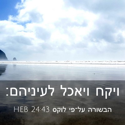 Picture 03 - הבשורה על־פי לוקס 24:43 HEB - ויקח ויאכל - Bible Verse Picture