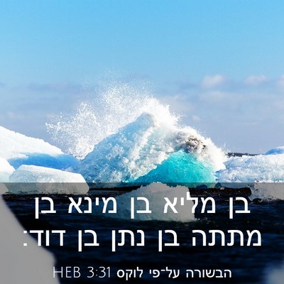 Picture 03 - הבשורה על־פי לוקס 3:31 HEB - בן מליא בן מינא בן מתתה בן - Bible Verse Picture