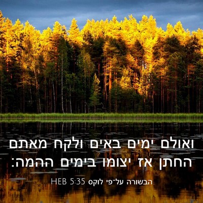 Picture 03 - הבשורה על־פי לוקס 5:35 HEB - ואולם ימים באים ולקח מאתם - Bible Verse Picture
