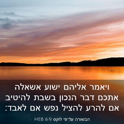 Picture 03 - הבשורה על־פי לוקס 6:9 HEB - ויאמר אליהם ישוע אשאלה - Bible Verse Picture