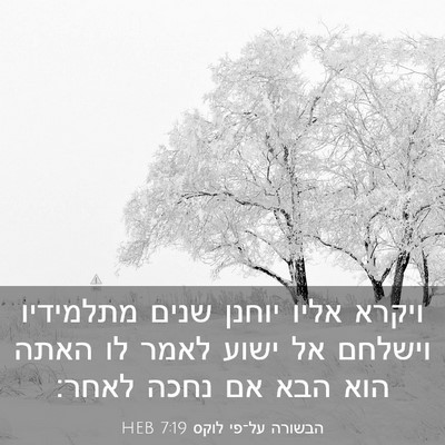Picture 03 - הבשורה על־פי לוקס 7:19 HEB - ויקרא אליו יוחנן שנים - Bible Verse Picture