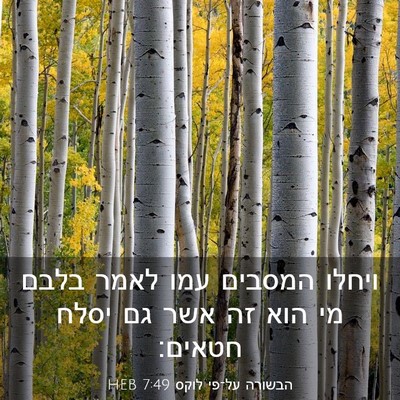 Picture 03 - הבשורה על־פי לוקס 7:49 HEB - ויחלו המסבים עמו לאמר בלבם - Bible Verse Picture
