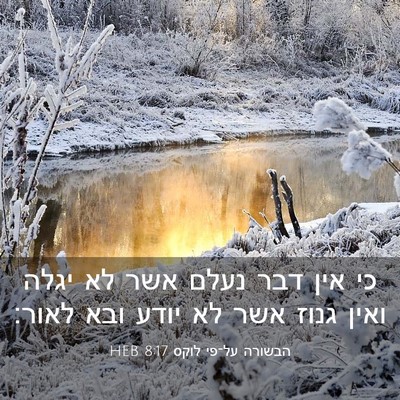 Picture 03 - הבשורה על־פי לוקס 8:17 HEB - כי אין דבר נעלם אשר לא יגלה - Bible Verse Picture
