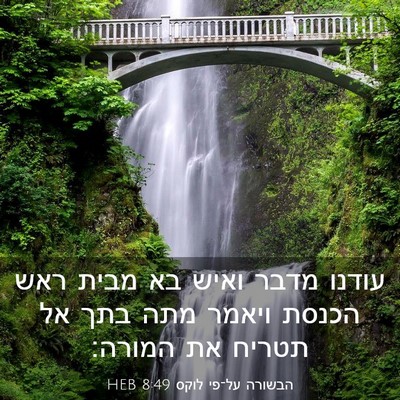 Picture 03 - הבשורה על־פי לוקס 8:49 HEB - עודנו מדבר ואיש בא מבית ראש - Bible Verse Picture