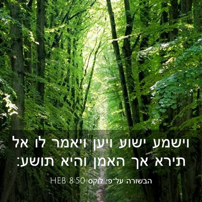 Picture 03 - הבשורה על־פי לוקס 8:50 HEB - וישמע ישוע ויען ויאמר לו אל - Bible Verse Picture