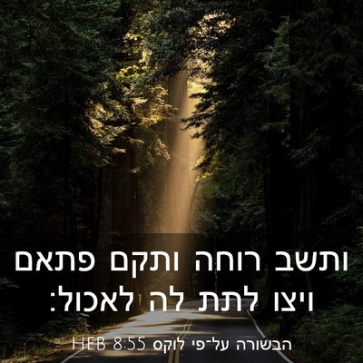 Picture 03 - הבשורה על־פי לוקס 8:55 HEB - ותשב רוחה ותקם פתאם ויצו - Bible Verse Picture