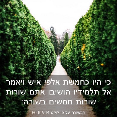Picture 03 - הבשורה על־פי לוקס 9:14 HEB - כי היו כחמשת אלפי איש ויאמר - Bible Verse Picture