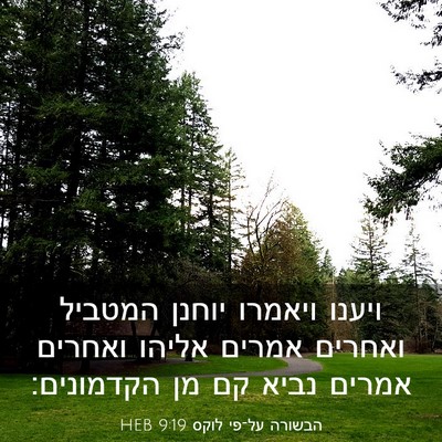 Picture 03 - הבשורה על־פי לוקס 9:19 HEB - ויענו ויאמרו יוחנן המטביל - Bible Verse Picture