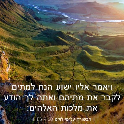 Picture 03 - הבשורה על־פי לוקס 9:60 HEB - ויאמר אליו ישוע הנח למתים - Bible Verse Picture