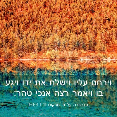 Picture 03 - הבשורה על־פי מרקוס 1:41 HEB - וירחם עליו וישלח את ידו - Bible Verse Picture