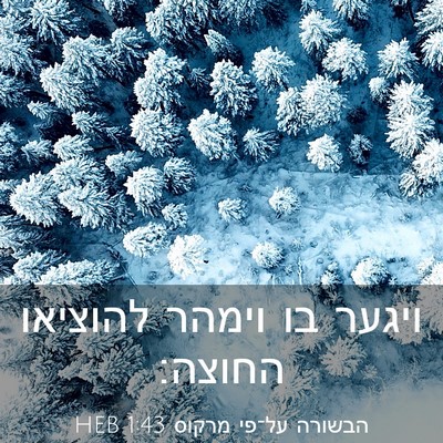 Picture 03 - הבשורה על־פי מרקוס 1:43 HEB - ויגער בו וימהר להוציאו - Bible Verse Picture