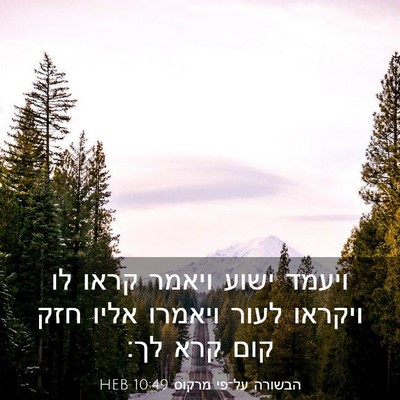 Picture 03 - הבשורה על־פי מרקוס 10:49 HEB - ויעמד ישוע ויאמר קראו לו - Bible Verse Picture