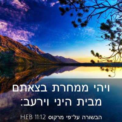 Picture 03 - הבשורה על־פי מרקוס 11:12 HEB - ויהי ממחרת בצאתם מבית היני - Bible Verse Picture