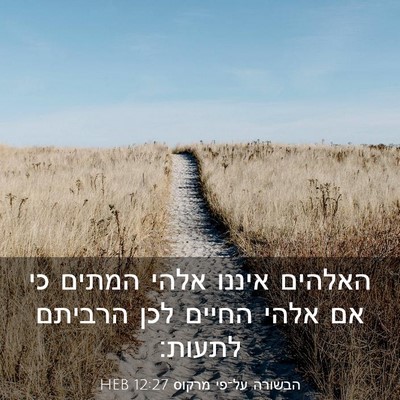 Picture 03 - הבשורה על־פי מרקוס 12:27 HEB - האלהים איננו אלהי המתים כי - Bible Verse Picture