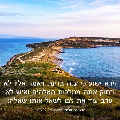Picture 03 - הבשורה על־פי מרקוס 12:34 HEB - וירא ישוע כי ענה בדעת ויאמר - Bible Verse Picture