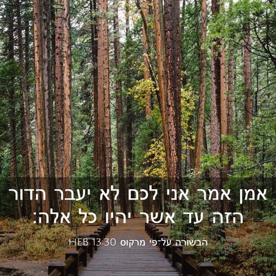 Picture 03 - הבשורה על־פי מרקוס 13:30 HEB - אמן אמר אני לכם לא יעבר - Bible Verse Picture