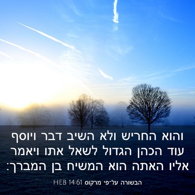 Picture 03 - הבשורה על־פי מרקוס 14:61 HEB - והוא החריש ולא השיב דבר - Bible Verse Picture