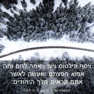Picture 03 - הבשורה על־פי מרקוס 15:12 HEB - ויסף פילטוס ויען ויאמר להם - Bible Verse Picture