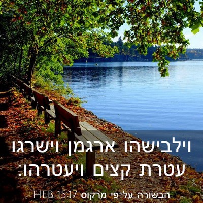 Picture 03 - הבשורה על־פי מרקוס 15:17 HEB - וילבישהו ארגמן וישרגו עטרת - Bible Verse Picture